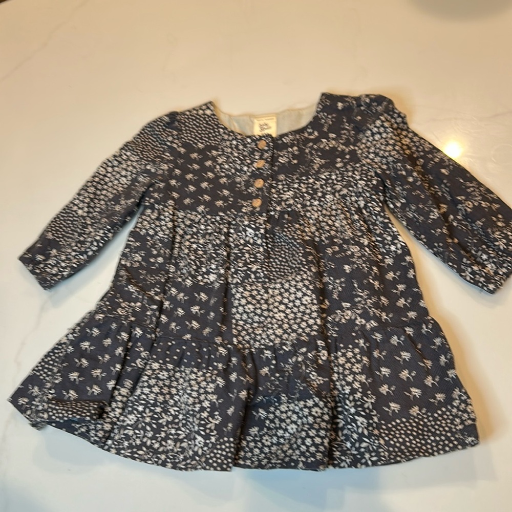 Baby B’gosh Girls Navy Blue Floral Fall Long Sleeve Dress Size 6M